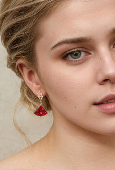 Art Deco Ruby Red Chrysler Earrings, 2 of 9