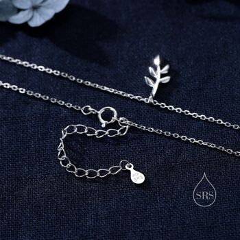 Delicate Olive Leaf Pendant Necklace In Sterling Silver, 5 of 12