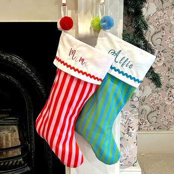 Luxury Personalised Striped Christmas Stockings, 2 of 8