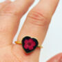 Real Narcissus Adjustable Ring Hand Made Heart, thumbnail 4 of 9