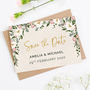 Floral Hoop Folded Save The Date, thumbnail 1 of 5