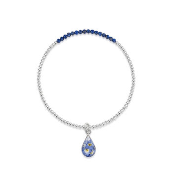 Sterling Silver Flower And Gemstone Stretch Bead Bracelet, 5 of 12