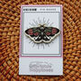 Black Enamel Butterfly Brooch With Red Floral Detail, thumbnail 4 of 5