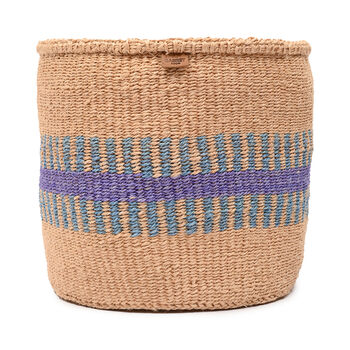 Huduma: Purple And Blue Stripe Woven Storage Basket, 5 of 9