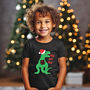 Children's Christmas Caroling Dinosaur T Shirt, thumbnail 1 of 3