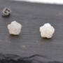 Hand Carved Mother Of Pearl Rose Flower Stud Earrings, thumbnail 4 of 9