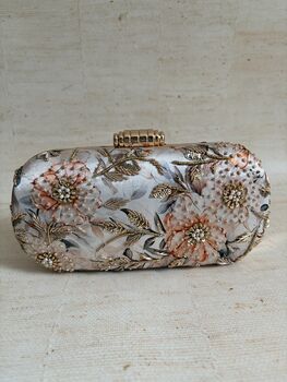 Grey Floral Oval Clutch Bag, 7 of 12