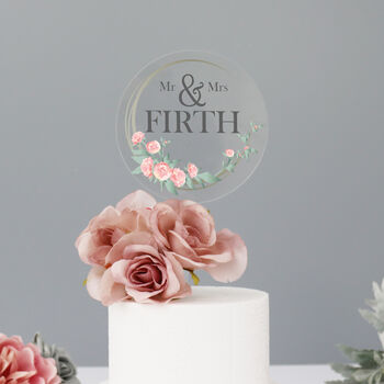 Personalised Wedding Cake Topper With Peonies, 2 of 5