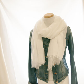 White Lightweight Summer Scarf Prayer Type Scarf, 3 of 10