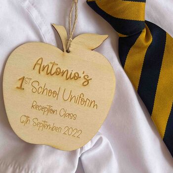 Personalised First School Uniform Hanger Tag Photo Prop, 3 of 6