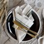 Set Of Four Olive Grain Sack Stripe Napkins, thumbnail 1 of 3