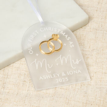 First Christmas Married Decoration With Metallic Rings, 2 of 2