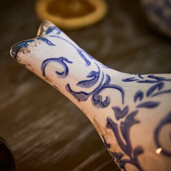 Set Of Two Solene Blue Botanical Bird Ornaments, 6 of 9