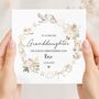 Neutral Great Granddaughter Christening Card, Giraffe Bear Baptism Card, Any Relationship, thumbnail 2 of 5
