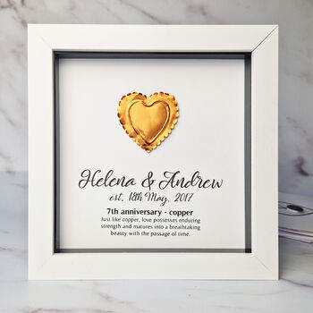 Personalised 7th Anniversary Gift Framed Copper Heart, 4 of 10