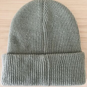 Deep Cuff Teal Beanie With Embroidered Dachshund, 4 of 5