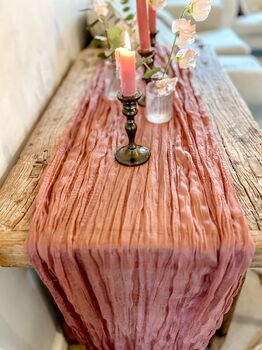 Dusty Pink Crinkled Cheesecloth Wedding Table Runner 3m, 4 of 4