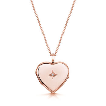 Personalised 18 K Rose Gold Plated Heart Diamond Locket, 4 of 12