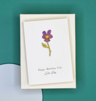 Miniature Engraved Flower Birthday Card, 7 of 12