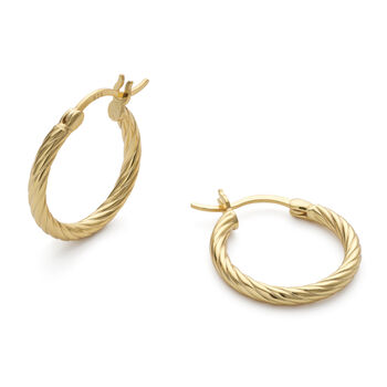 Gold Or Silver Twist Huggie Hoop Earrings, 4 of 9