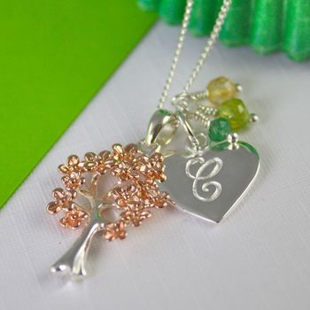 Family Tree Birthstone Necklace In Rose Gold And Silver, 9 of 10