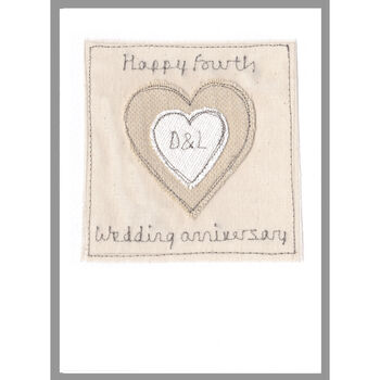 Personalised Linen 4th Wedding Anniversary Card, 2 of 9