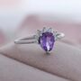 Genuine Pear Cut Amethyst Purple Crown Ring, thumbnail 4 of 11