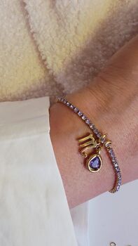 Personalised Birthstone Tennis Bracelet In 18 K Gold Plated Stainless Steel, 6 of 10