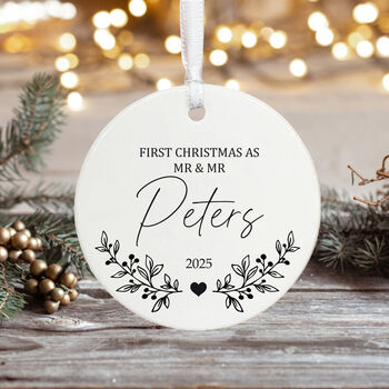 Personalised First Christmas Bauble For Newlyweds Keepsake Gift, 4 of 4