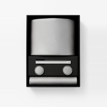 Tie Cufflink Wedding Gift Box For Groom Groomsmen Best Man With Clip Pocket Square, 3 of 7
