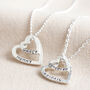 Personalised Sterling Double Heart Outline Necklace, thumbnail 3 of 8