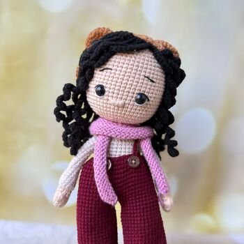 Curly Hair Crochet Doll, Handmade Toys, 3 of 12