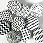 Monochrome Black And White Badge Set, Any Four Patterns, thumbnail 4 of 5