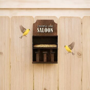 Personalized Wooden Bird Feeder Saloon For Outdoors, 2 of 7