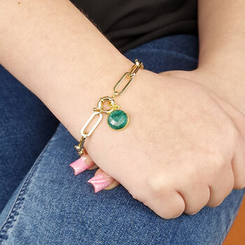 18ct Gold Plated Emerald Quartz Bracelet, 2 of 3