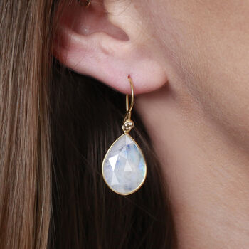 Moonstone Earrings With Blue Topaz, 3 of 8