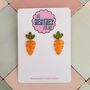 Carrot Resin Glitter Handmade Earrings / 'I'm Rooting For You' Encouragement Gift / Gift For Gardeners And Allotment Lovers, thumbnail 1 of 5