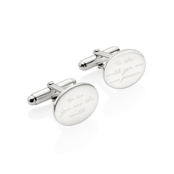 Men's Oval Engraved Message Cuff Links, 2 of 6