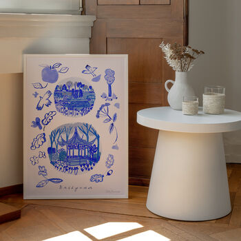 Rhs Garden Bridgewater Manchester Art Print Painted Blue Scenes Poster, 3 of 7