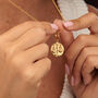 Engraved Gold Plated Libra Zodiac Necklace, thumbnail 3 of 9