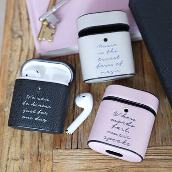 Personalised Wording Vegan Leather Airpods Case, 3 of 10
