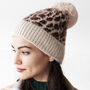 Cosy Leopard Knit Beanie Hat, thumbnail 1 of 4