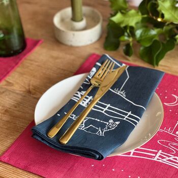 Winter Fox Linen Napkins Set Of Two, 5 of 7