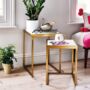 Nesting Tables Set Of Two White Marble And Brass Finish, thumbnail 1 of 3