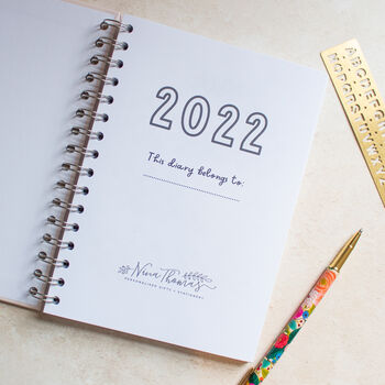 Personalised 2023 Silver Foil Diary With Wreath Design, 5 of 12