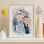 Family Photo Hand Painted Watercolour Style Art Print, thumbnail 4 of 10