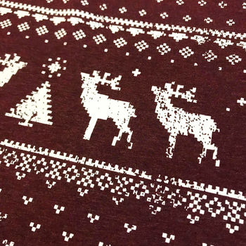 Mens Festive Christmas Reindeer Organic Tshirt, 3 of 4