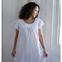 Ladies White Cotton Capped Sleeve Nightdress 'Nadine', thumbnail 3 of 5