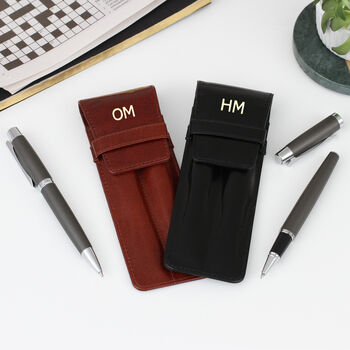 Personalised Double Leather Pen Holder, 5 of 7