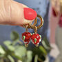 Glass Strawberry Huggie Hoops, thumbnail 3 of 7